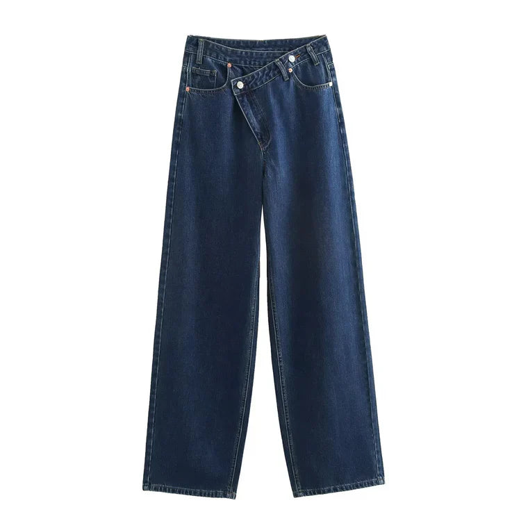 Wide-Leg Jeans mit schrägem Schnitt