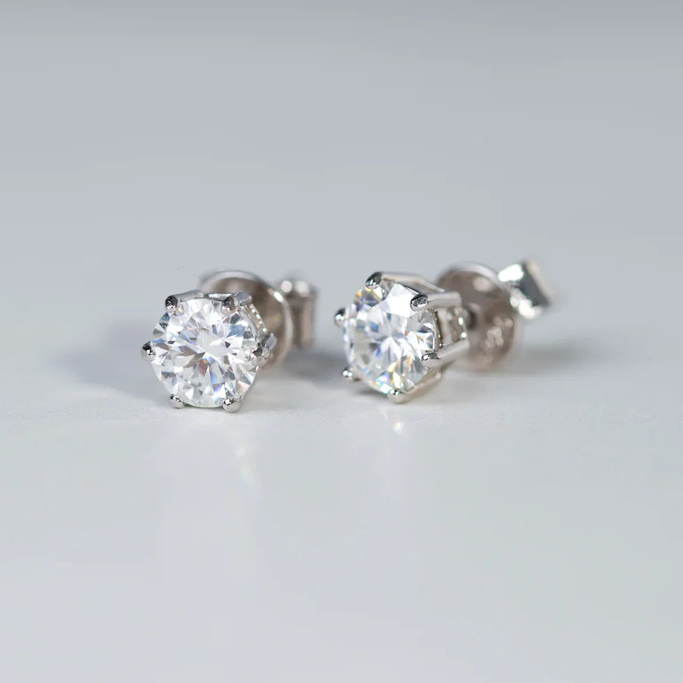 Moissanit Solitär Ohrstecker 6 Krappen